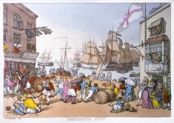 Okres Portsmouth, karikatura popisující činnost tohoto anglického přístavu