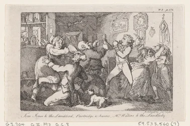 Tom Jones a hospodář, Partridge a Susan, paní Watersová a bytná, z Historie ..., 1792.