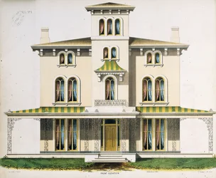 Přední pohled na vilu č. 1 z „Architectural Designs for Model Country Residences“