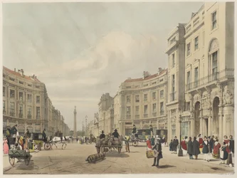London As It Is: Regent Street, při pohledu na sloup vévody z Yorku