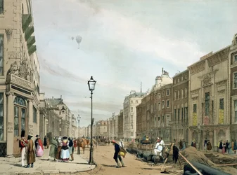 Piccadilly z rohu Old Bond Street, z knihy "London As It Is", kterou vyryl a vydal autor