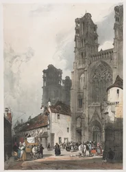 Malebná architektura v Paříži, Gent, Antverpy, Rouen: Laon, Francie, 1839.