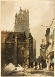 Malebná architektura v Paříži, Gentu, Antverpách, Touenu atd.