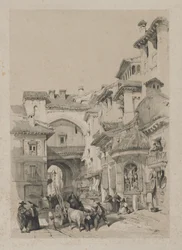 Malebné skici ve Španělsku: Brána Vivarrambla, Granada