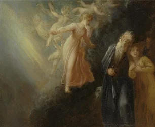Prospero, Miranda a Ariel, z "The Bouře", dějství I, scéna ii