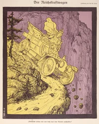 Vůz německé říše řízený Wilhelmem II (1859-1941) ilustrace z obálky 