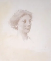 Head of a Girl, cca 1909 (stříbrný bod na bílé připravené matné desce)