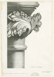 Interiér katedrály Lichfield - vyřezávané listy: litografie a [? 19. století] (tisk)