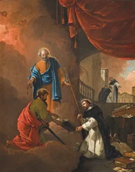 Vidění svatého Dominika, se svatým Dominikem, který žehná dvěma misionářským bratřím za nimi