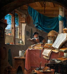 "" Un savant dans son bureau "" (učenec ve své studii) Peinture de Thomas Wyck (Wyjck ou Wijck) (verze 1616-1677) - Olej na plátně - 33,5x31 - Hallwylska Museet, Stockholm