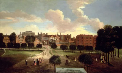 Pohled na Old Horse Guards Parade z parku St. James