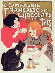 Plakát inzerující Compagnie Francaise des Chocolats et des Thes, kolem roku 1898 (barevné lito)