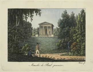 Chrám Pavla I. nebo Mauzoleum Pavla I. v parku Pavlovsk, 1810s.