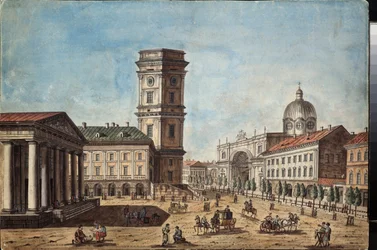 Pohled na Něvský prospekt v Petrohradě (Pohled na Něvský prospekt v Petrohradě) - Dílo Timofeje Alexejeviče Vasiljeva (1783-1838), akvarel a inkoust na papíře, cca 1810 - ruské umění
