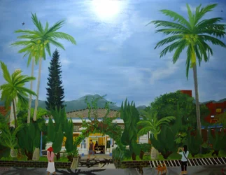 Kavárna Dulan, cukrovar Taitung, 2010, olej na plátně