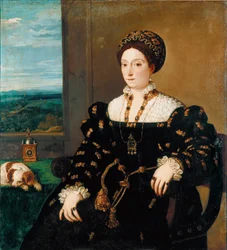 Portrét Eleonory Gonzaga (Gonzaga), vévodkyně z Urbina Obraz od Tiziana Vecellia zvaného Tizian (asi 1490-1576)