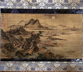 Krajina, japonská (malba na hedvábí)