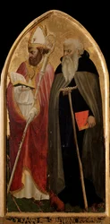Triptych San Giovenale: pravý panel se svatým Antonínem Velikým a svatým Juvenalem (Giovenale) - oltářní obraz