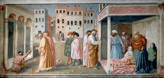 Svatý Petr bojovníci estropie a vzkříšení Tabithy Fresco od Tommaso di Cristoforo Fini dit Masolino da Panicale (1383-kolem 1440)