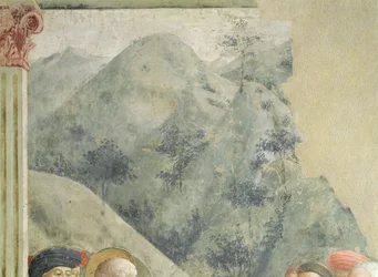 Kázání sv. Petra v Jeruzalémě: Kopcovitá krajina, kolem roku 1427