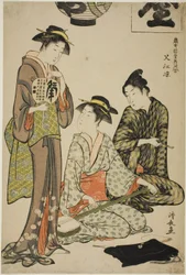 Ochlazování v Nakasu (Nakasu no suzumi), ze série "Sbírka současných krás požitkářských čtvrtí (Tosei yuri bijin awase)"