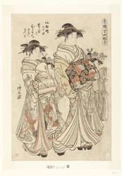 Courtisane Hitomachi uit het Tsutaya huis met haar kamuro Sanae en Matsuyo Edocho nichome Tsutaya uchi Hitomachi Sanae Matsuyo (titul na objektu) Belangrijke personen uit de lusthuizen (název série) Seiro Satomenuki (titul na objektu)