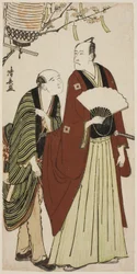 Herec Ichikawa Danjuro V a jeho doprovod z nepojmenované série grafik zobrazujících herce v soukromém životě