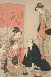 Kabuki herec Sawamura Sojuro III a kurtizány, ca. 1783-84.
