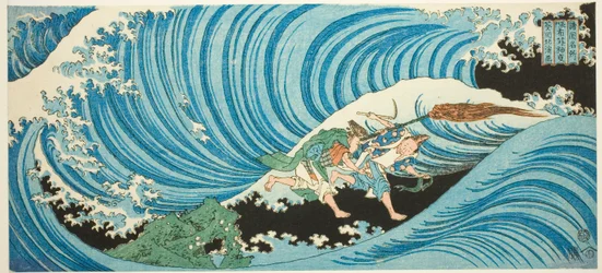 Rituál sběru mořských řas v provincii Nagato (Nagato mekari no shinji), ze série „Slavná místa v provinciích (Shokoku meisho)“