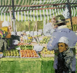 Tržní stánek (Ridley Road, Londýn), 2003 (olej na plátně)