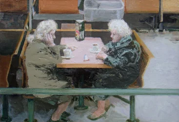 Nad šálkem kávy, 2010 (olej na desce)