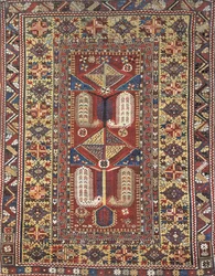 Detail modlitebního koberečku Melas, Anatolia, Turecko