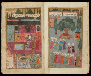 Mehmed III na trůn z tažení Mehmeda III. v Maďarsku