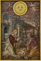 Narození Ježíše, dveře ciboria, první polovina XVI. století (olej na panelu)