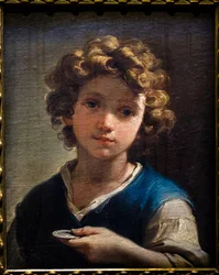 Poprsí mladého chlapce s mincí, kolem roku 1777 (olej na plátně)