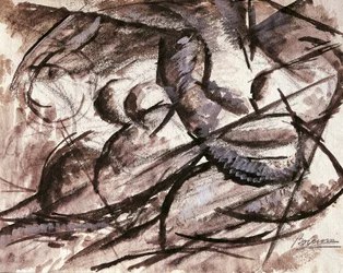 Dynamika (uhl, tuš, tempera a akvarel)