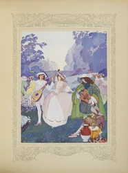 Za zvuků fléten a dud tančili pastýři a pastýřky, ilustrace z 