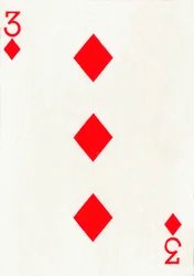 3 of Diamonds z balíčku hracích karet Goodall & Son Ltd., c1940