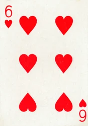 6 of Hearts z balíčku hracích karet Goodall & Son Ltd., c1940