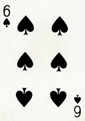 6 of Spades z balíčku hracích karet Goodall & Son Ltd., c1940