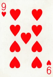 9 of Hearts z balíčku hracích karet Goodall & Son Ltd., c1940