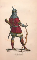 Kalmoucký válečník v boji, 1900