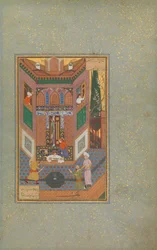 Ruffian Spares the Life of Poor Man, Folio 4v z Mantiq al-tair Language of the Birds, c16