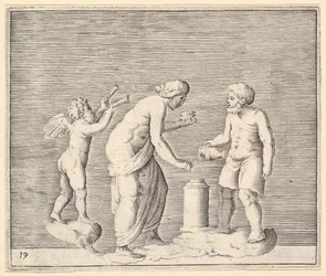 Žena a muž obětující se v přítomnosti Cupida, publikoval ca. 1599-1622.