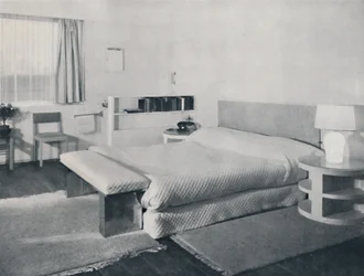 Ložnice ve venkovském domě, Duncan Miller, Londýn, 1936