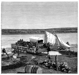 Trajekt na řece Vaal, Transvaal, Jižní Afrika, c1890