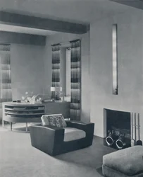 Obývací pokoj v bytě v New Yorku, navržený Frankl Galleries, Inc., 1935