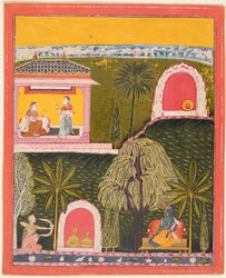 Stránka ze série Rasikapriya, c. 1660.