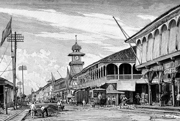 Ulice v Guayaquil, Ekvádor, 1895