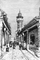 Ulice v okrese Suk v Tunisu, Tunisko, 1895